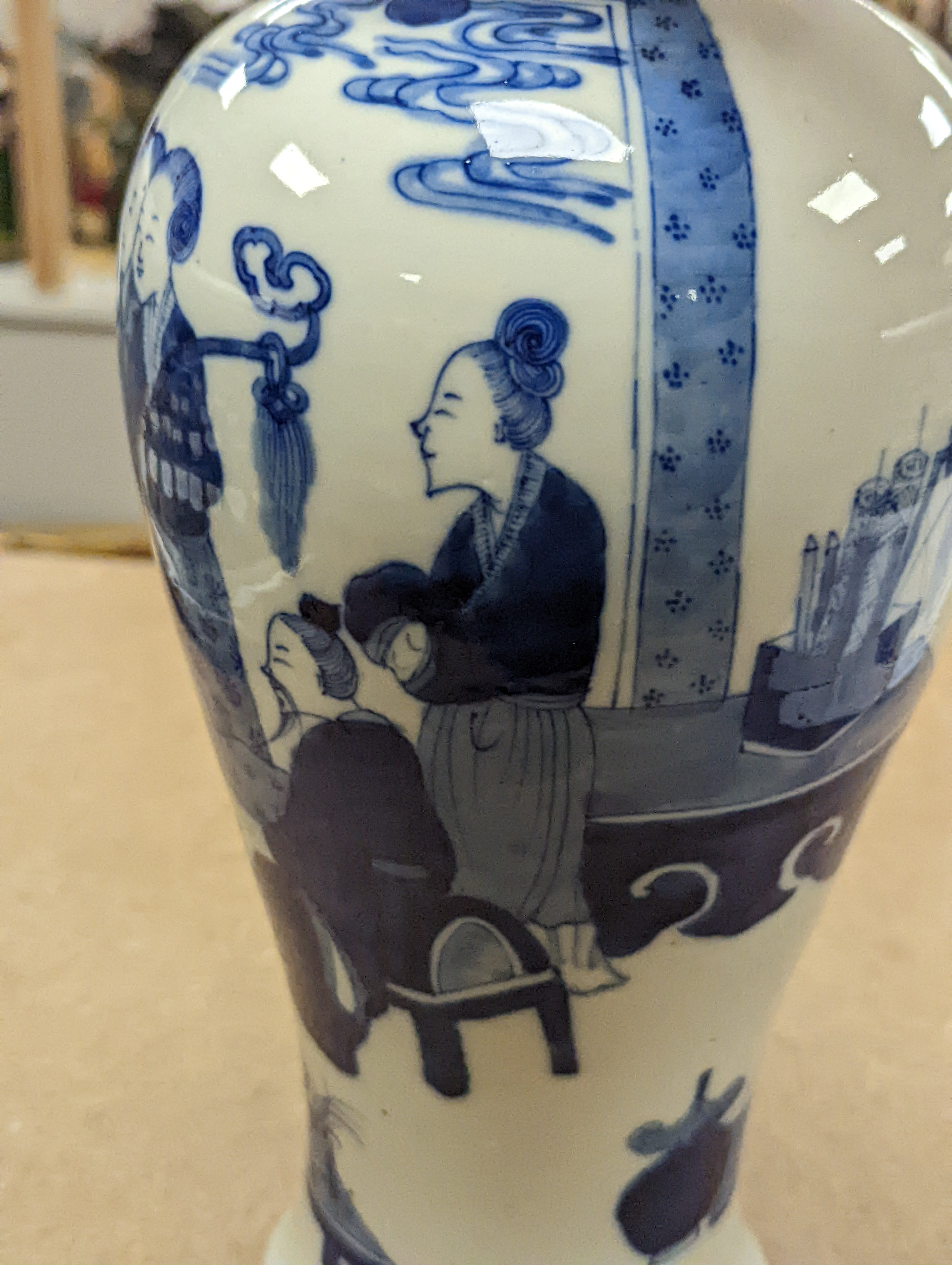 A Chinese underglaze blue baluster vase, 30 cms high.